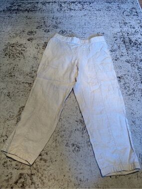 Women’s  Linen Blend Casual capri Pants - Cream dressy
